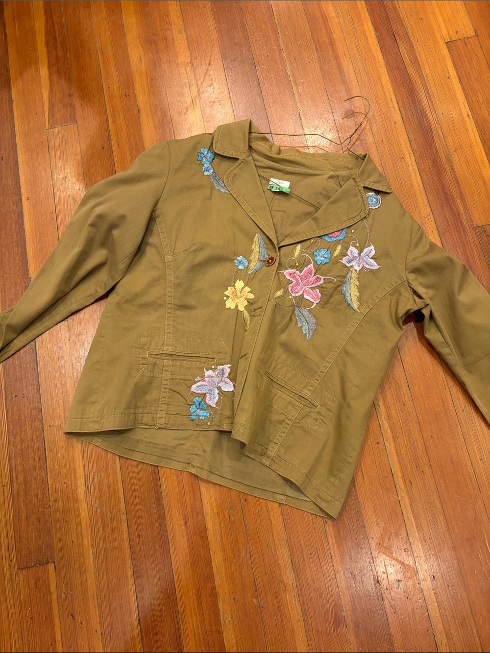 J. Jill Olive Embroidered Floral Jacket